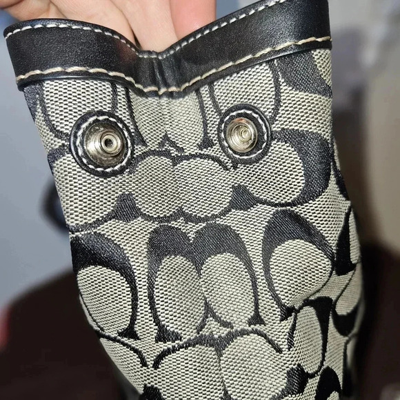 Coach Small Carryall Tote Bag Black Gray Signature Logo Canvas Leather 6830 - Picture 10 of 16